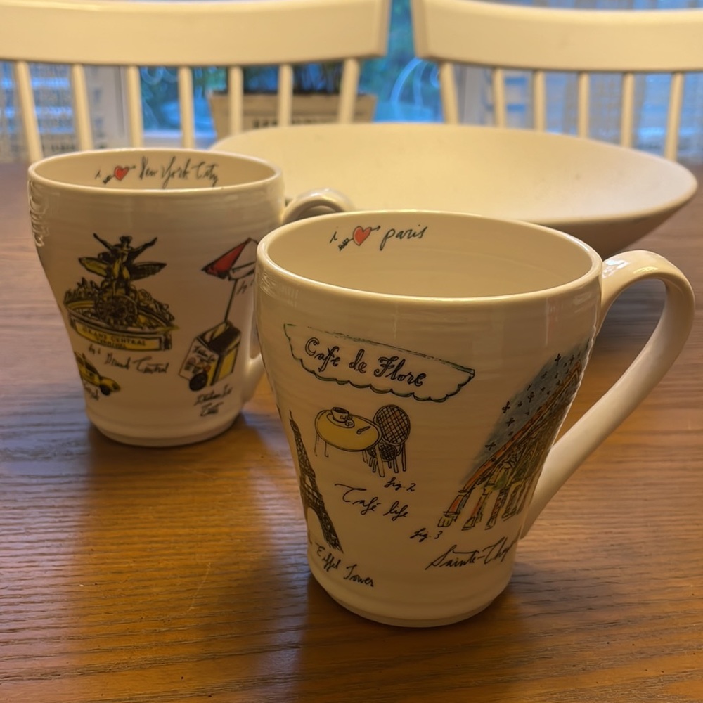 Anthropologie Linea Carta City Mugs (NYC and Paris)